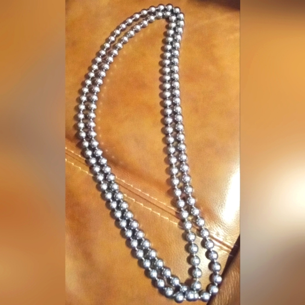 Vintage gray long pearl necklace
